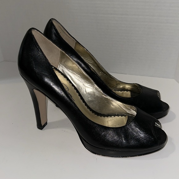 Jessica Simpson Black Pumps Platform Open Toe Shoes Size 9 - Picture 5 of 14